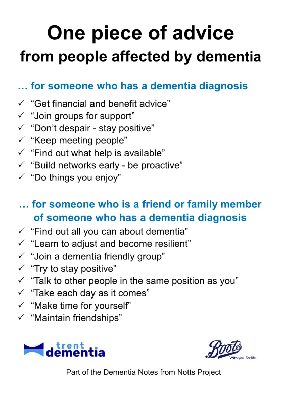 One piece of advice - advice from people affected by dementia
