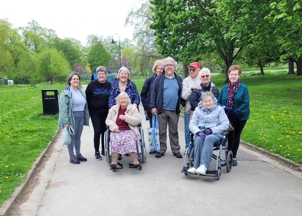 Photo of our Dementia Health Walk group in Highfields Park, Nottingham
